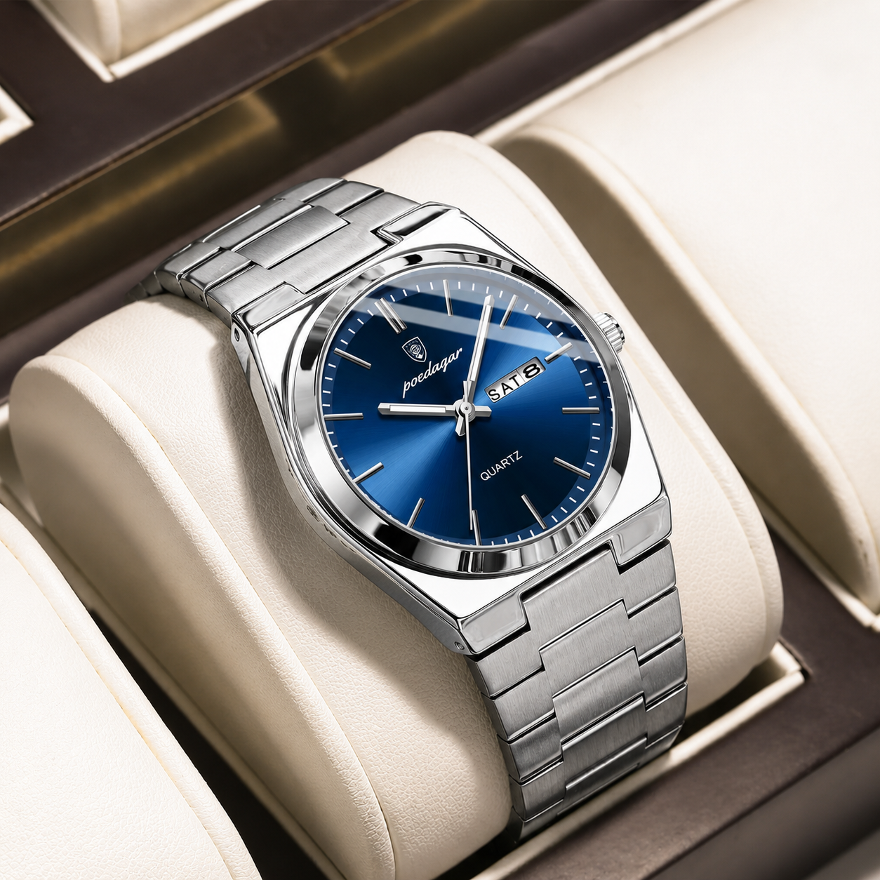 POEDAGAR Luxury Men's Stainless Steel Watch