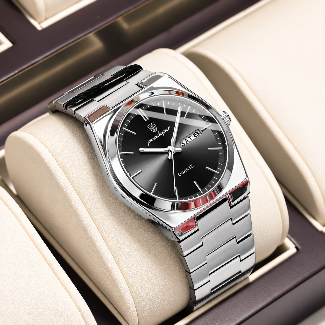 POEDAGAR Luxury Men's Stainless Steel Watch