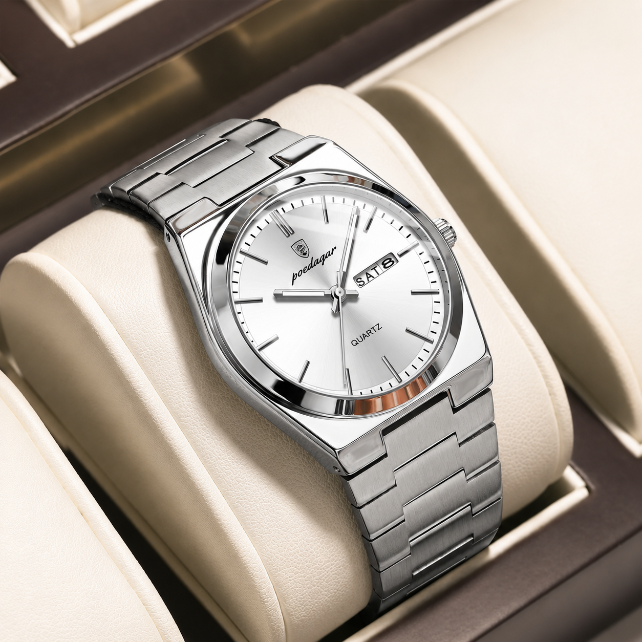 POEDAGAR Luxury Men's Stainless Steel Watch