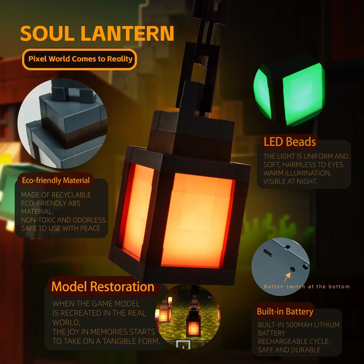 16-Color Minecraft Pixel Lantern