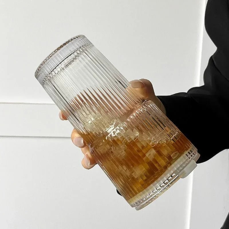 Premium Glass Tumbler with Lid & Reusable Straw